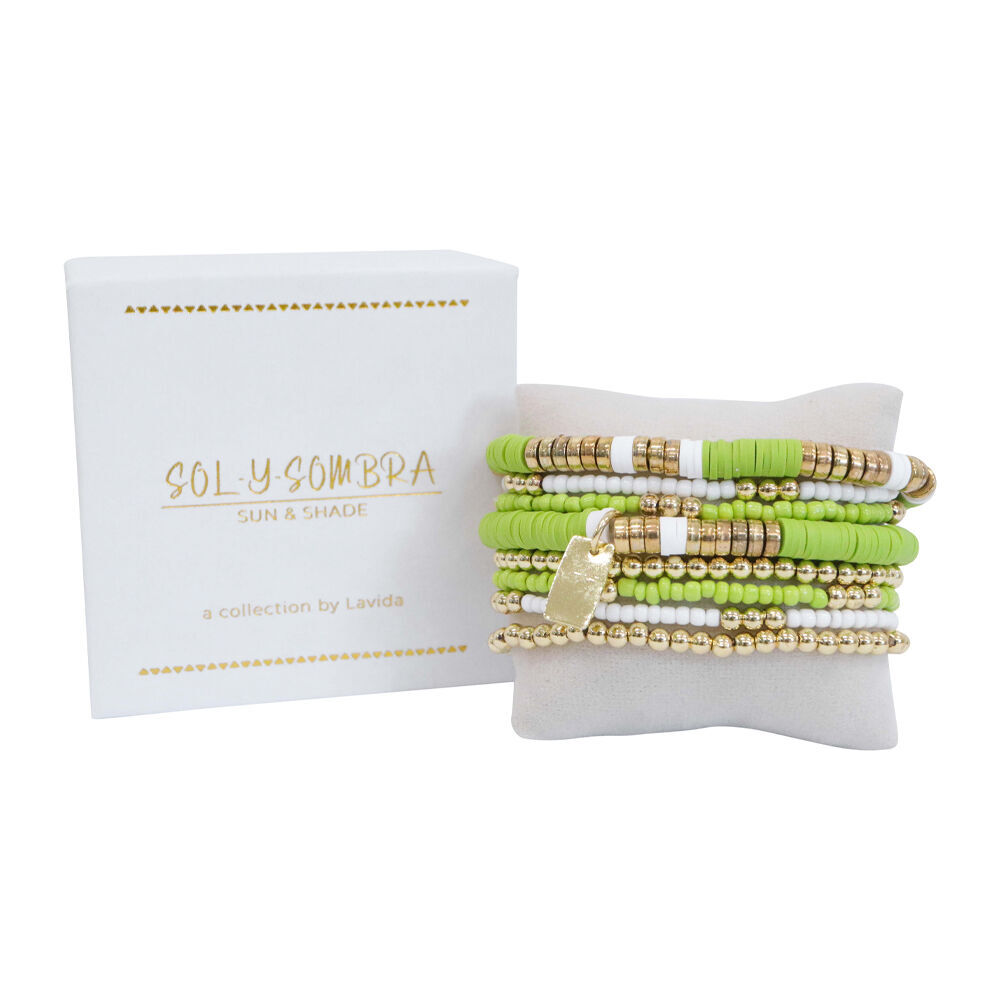 LVD Womens Elastic Bracelet Clover Set Fancy Chic Wrist Accesories 17cm (7 Pieces)