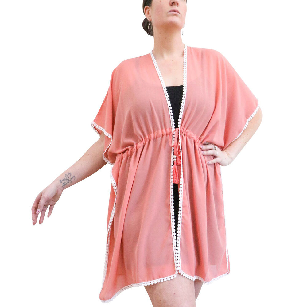 LVD 90cm/One-Size Peach Soft Chiffon Women's Beach Summer Draped Cover-Up — image 2