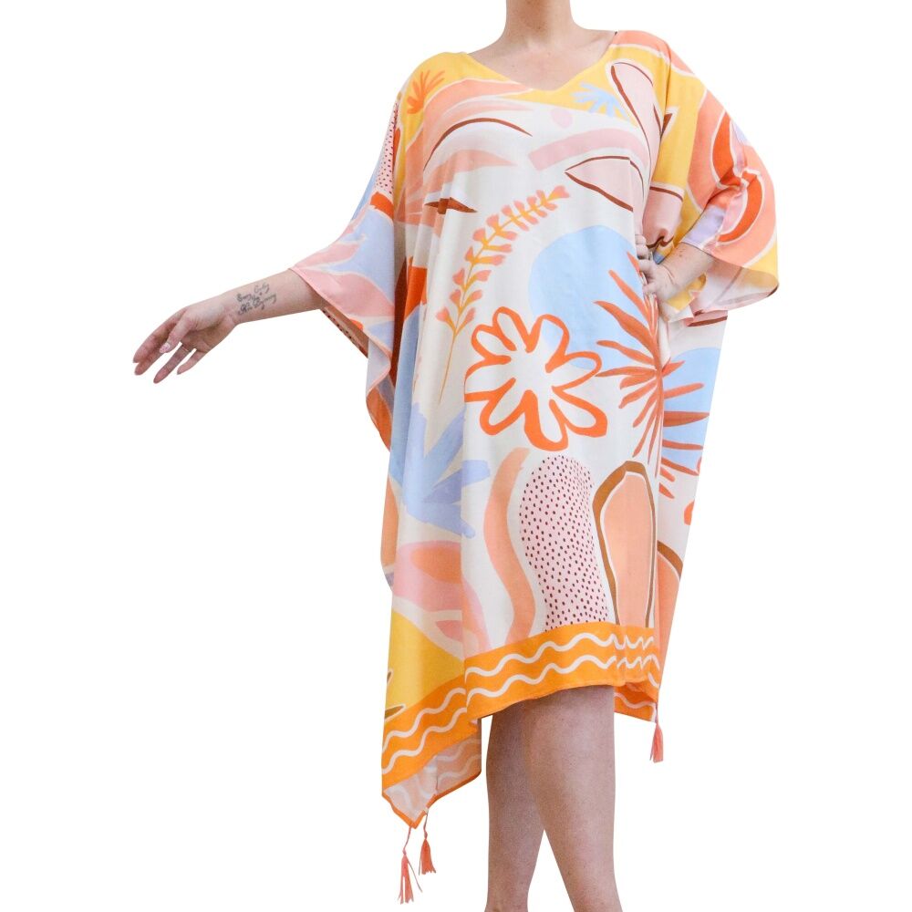 LVD Women's/Ladies Watercolour Splash Kaftan Beach Cover Up Robe One Size — image 2