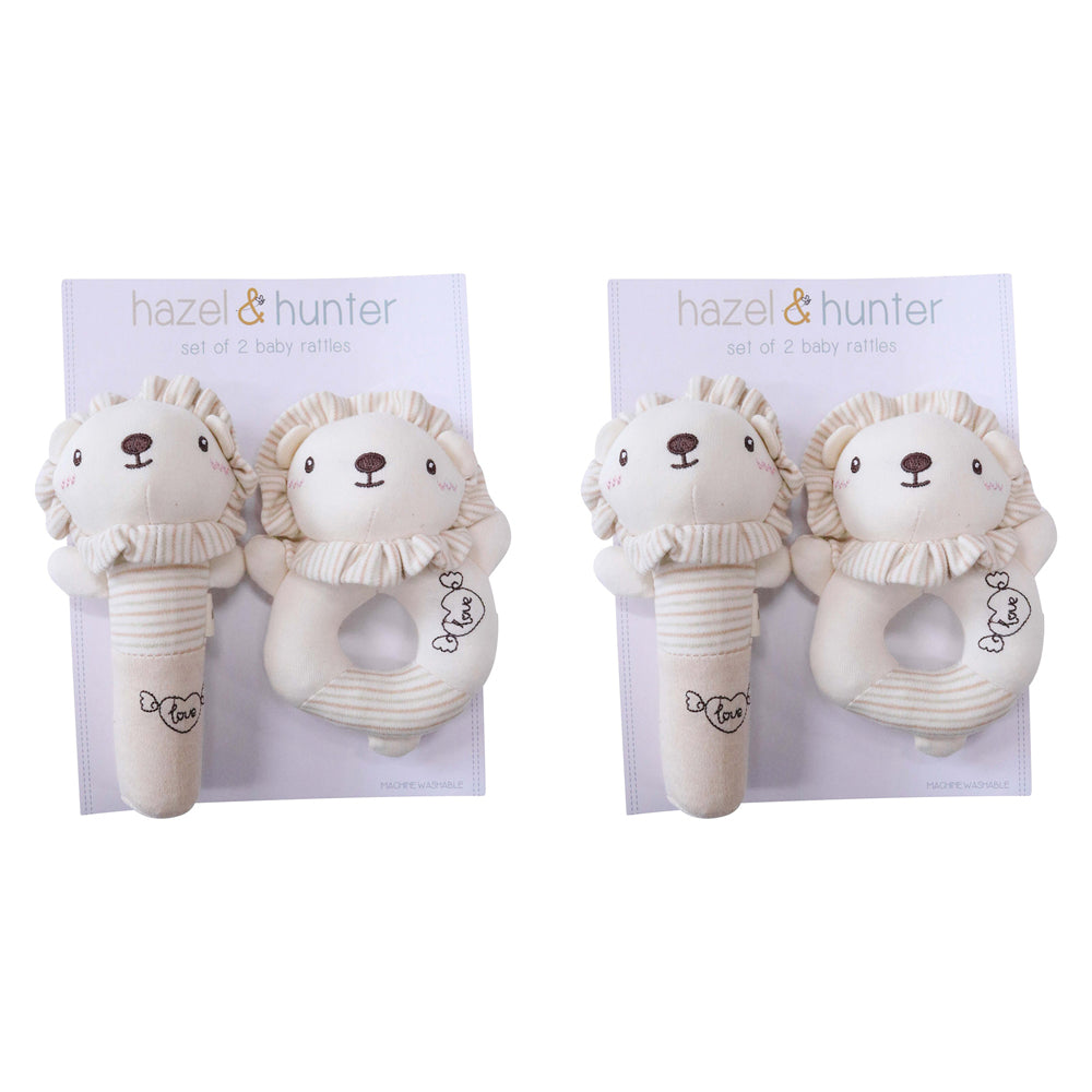 LVD 2pc LVD Rattles Lion Infant/Baby Interactive Rattle Fun Play Toy 0+ Beige (2 Pack)