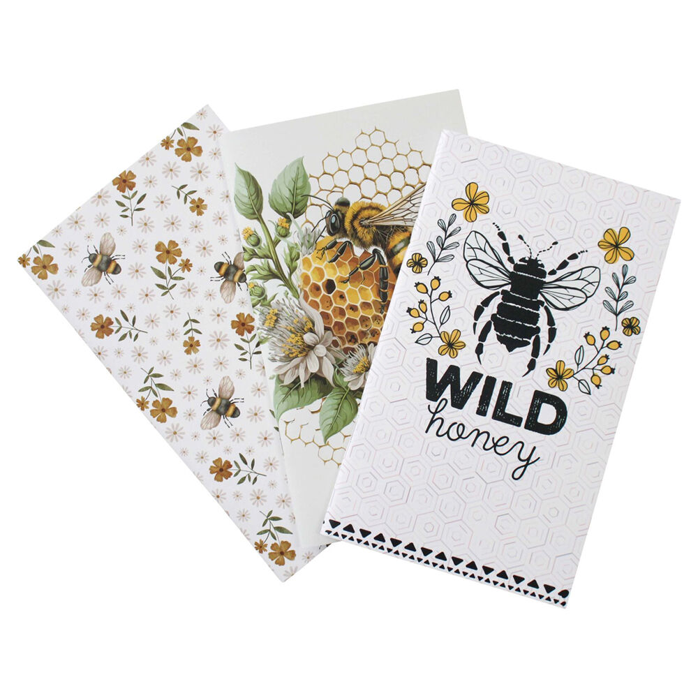 LVD Bees Notebooks Journal/Diary Office Writing Stationery 10.5x18cm (3 Pieces)