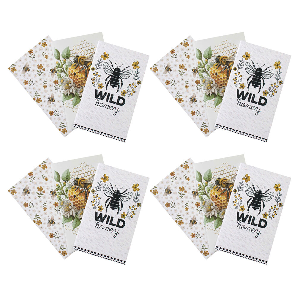 LVD 3pc LVD Bees Notebooks Journal/Diary Office Writing Stationery 10.5x18cm (4 Pack)