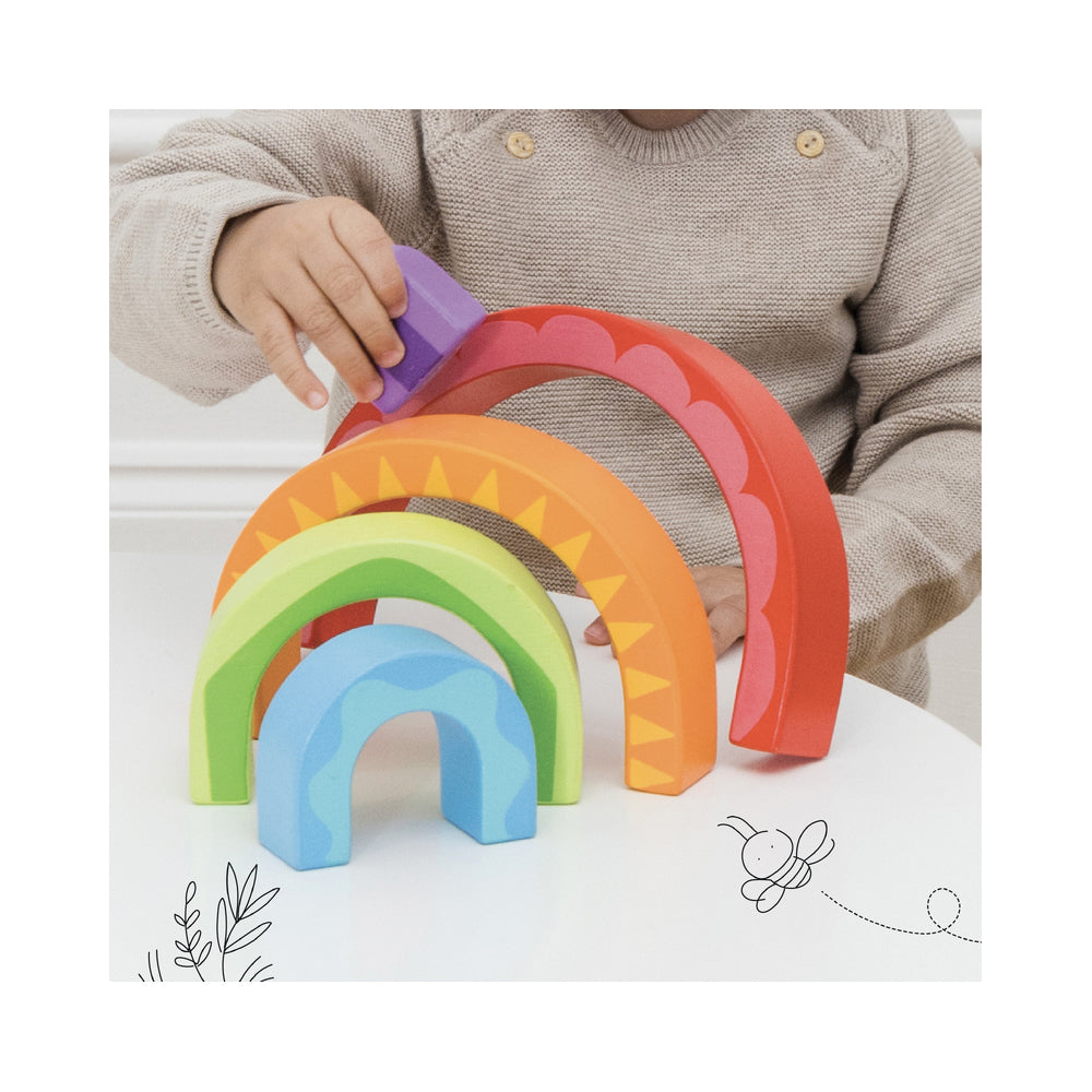 LE Toy Van Petilou Rainbow Tunnel Kids/Toddler Sensory Play Wooden Toy 12m+ — image 4