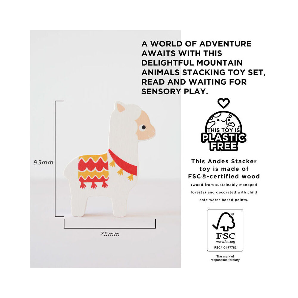 LE Toy Van Wooden Andes Stacking Animals & Bag Educational Toy 18m+ (10 Pieces) — image 4
