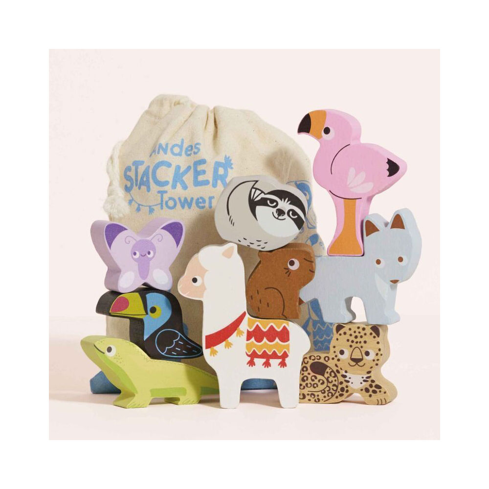 LE Toy Van Wooden Andes Stacking Animals & Bag Educational Toy 18m+ (10 Pieces) — image 8