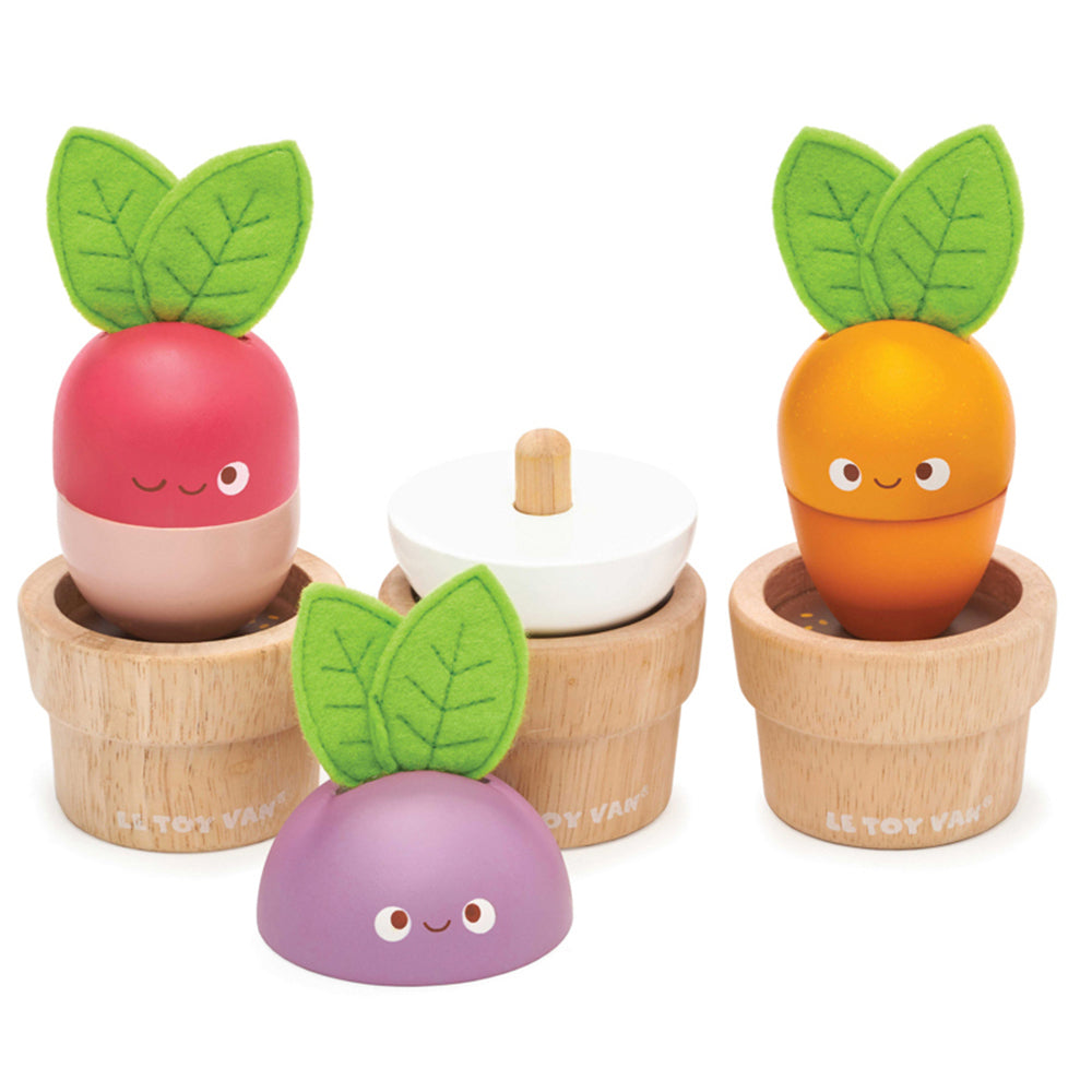 LE Toy Van Petilou Stacking Veggies Kids/Toddler Sensory Wooden Toy 18m+
