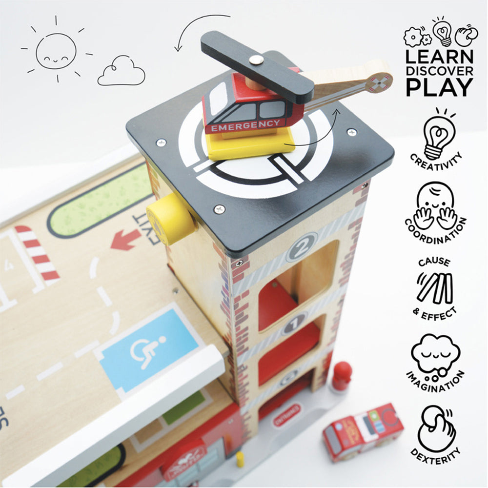 LE Toy Van George's Fire & Rescue Truck/Helicopter Garage Wood Toy Set Kids 3y+ — image 3
