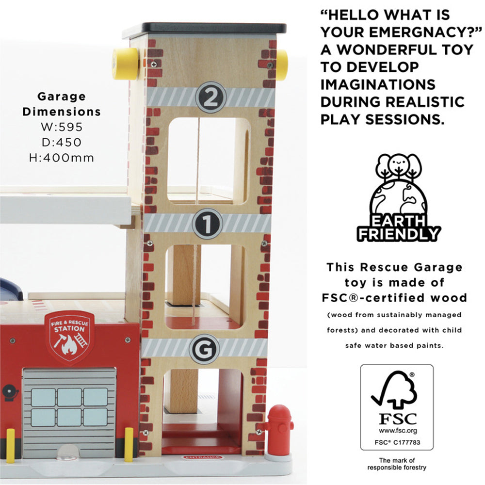 LE Toy Van George's Fire & Rescue Truck/Helicopter Garage Wood Toy Set Kids 3y+ — image 4