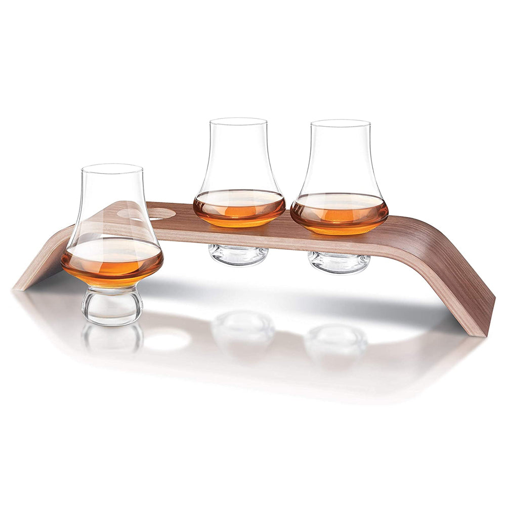 Final Touch 195ml Whiskey/Scotch Crystal Glasses Flight Tasting Set w/ Stand (4 Pieces)