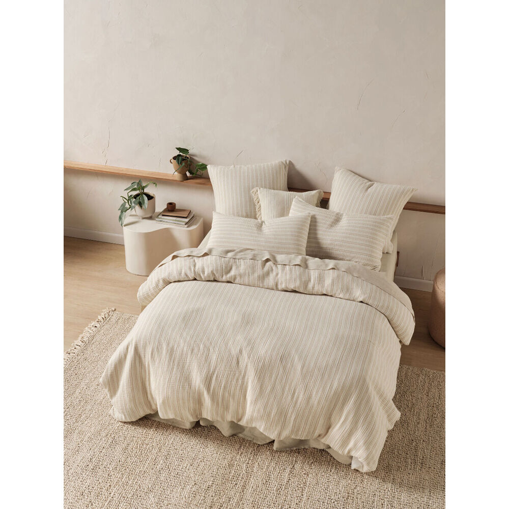 Linen House Majorca Natural Bedroom Cotton Quilt Cover Set