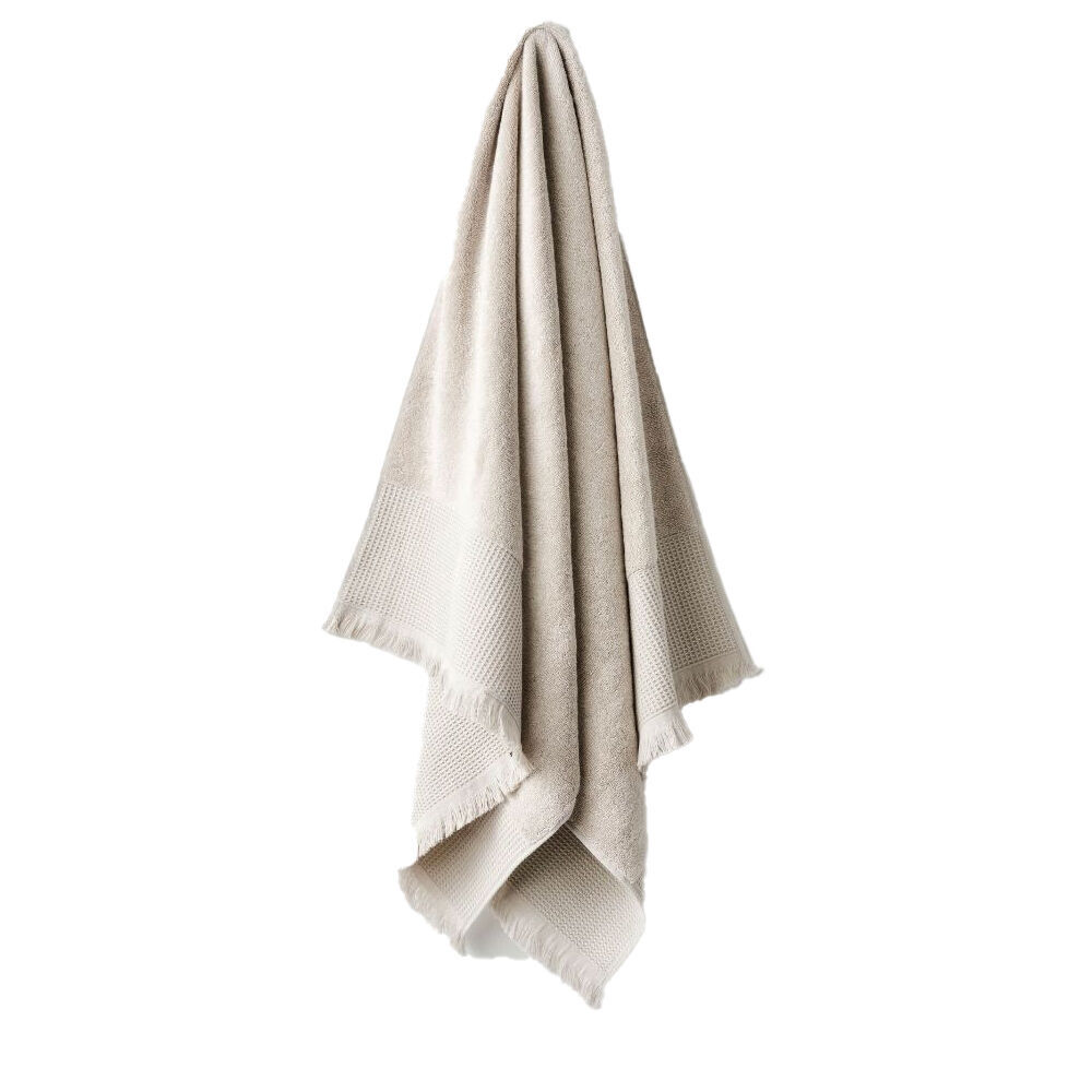 Linen House Aria Cotton/Bamboo Quick Dry Soft Bath Mat 60x80cm — Sand Natural