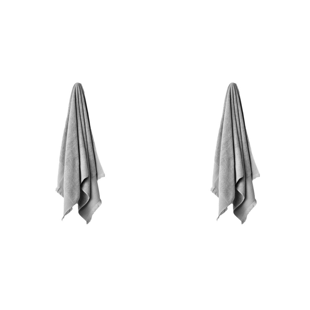 Linen House Aria Silver Cotton/Bamboo Quick Dry Soft Bath Mat 60x80cm Grey (2 Pack)