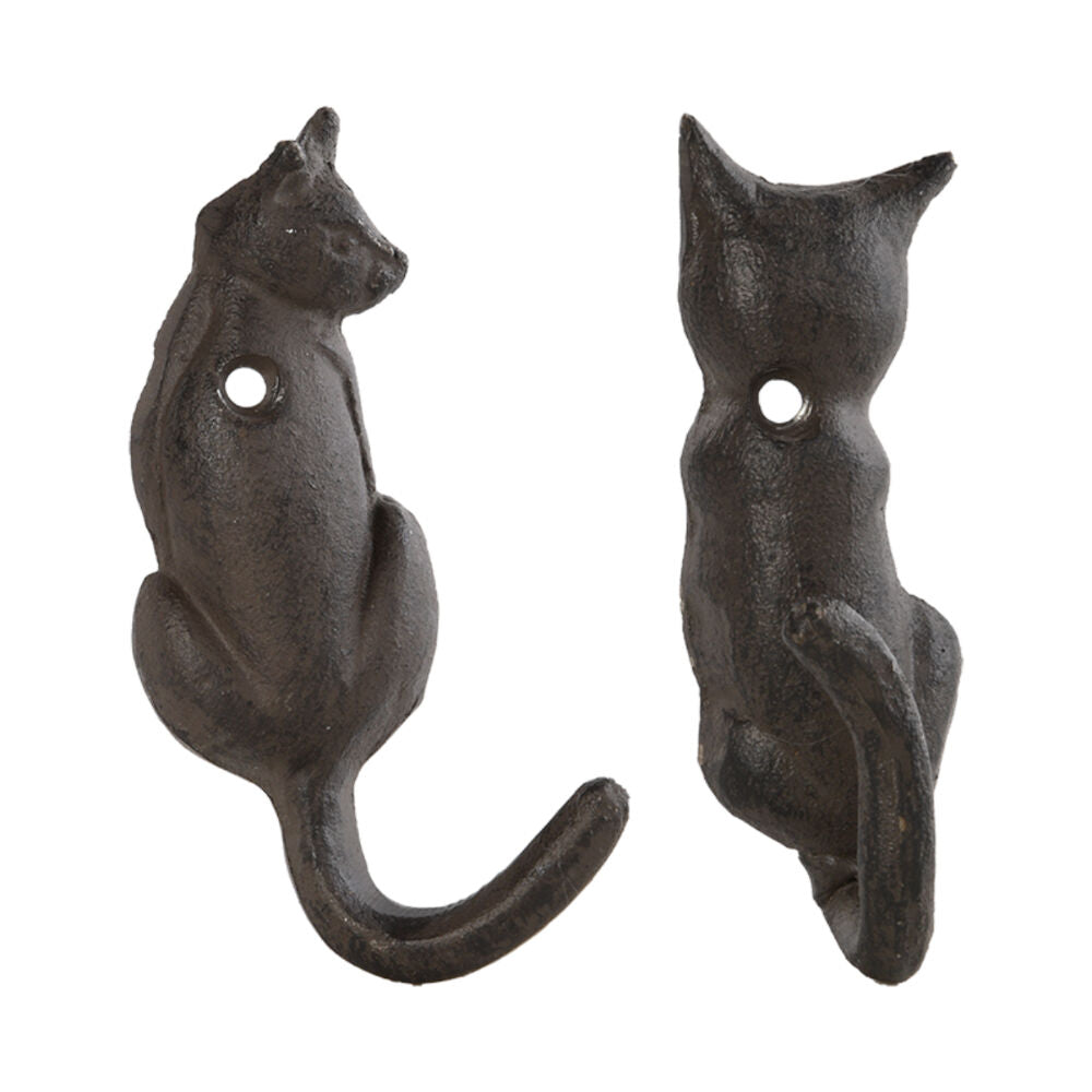Esschert Design Cast Iron Cat Tail Wall Hook Home Decor 10.2/10.4cm Black (2 Pieces)