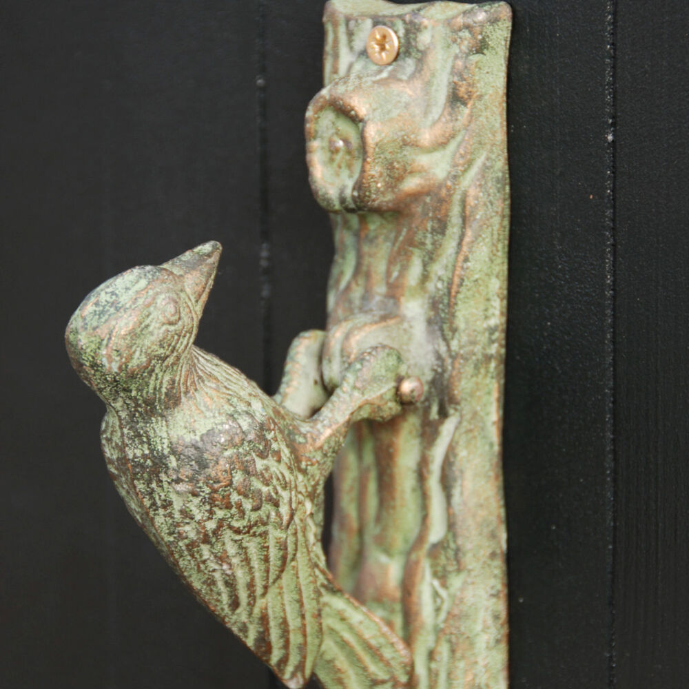 Esschert Design 16.3cm Black Outdoor Decor Cast Iron Door Knocker Woodpecker — image 2