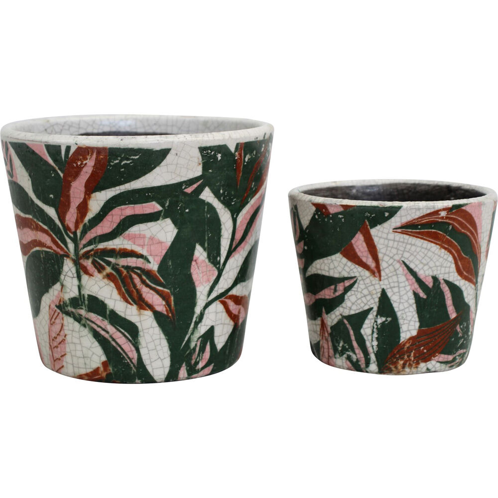 LVD 2pc LVD Terracotta Indoor Decorative Planter Set 16x14cm/12x10cm Rainforest (2 Pack) — image 2
