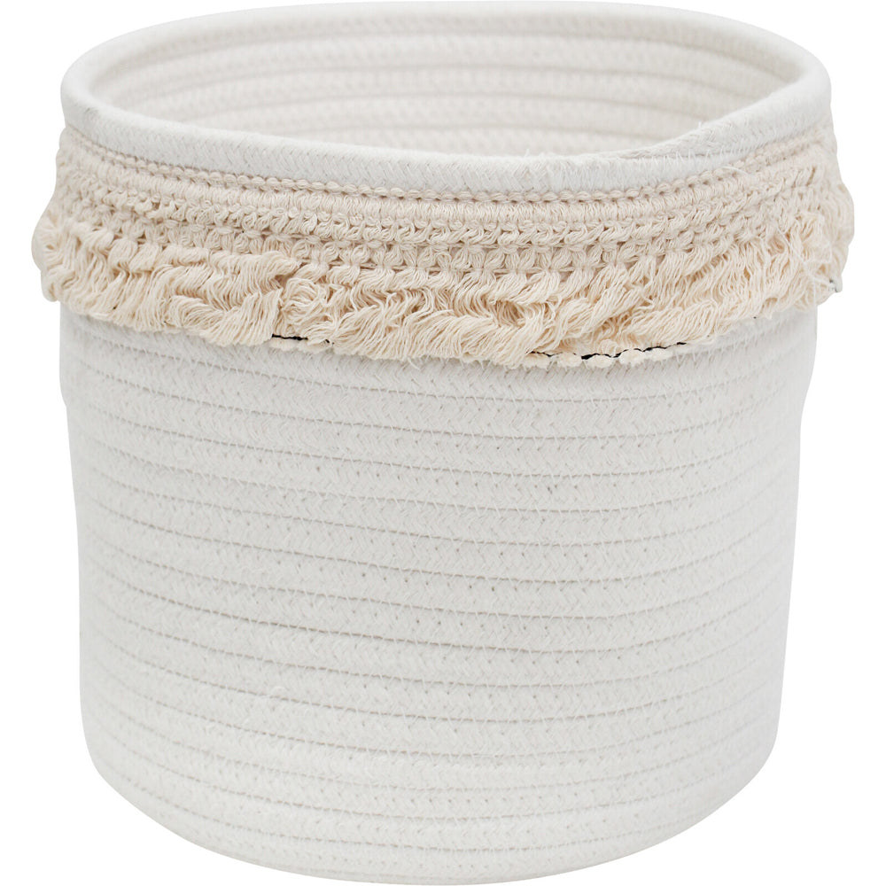 LVD Ella Cotton 20cm Tub/Planter Plant Storage Boho/Nordic Home Decor Round White