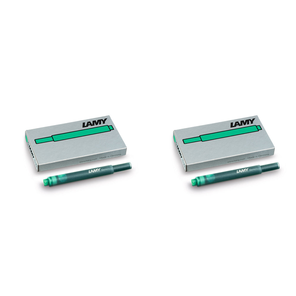 Lamy 5pc Lamy Hangsell T10 Fountain Pen Ink Plastic Cartridges Moderate Flow Green (2 Pack)
