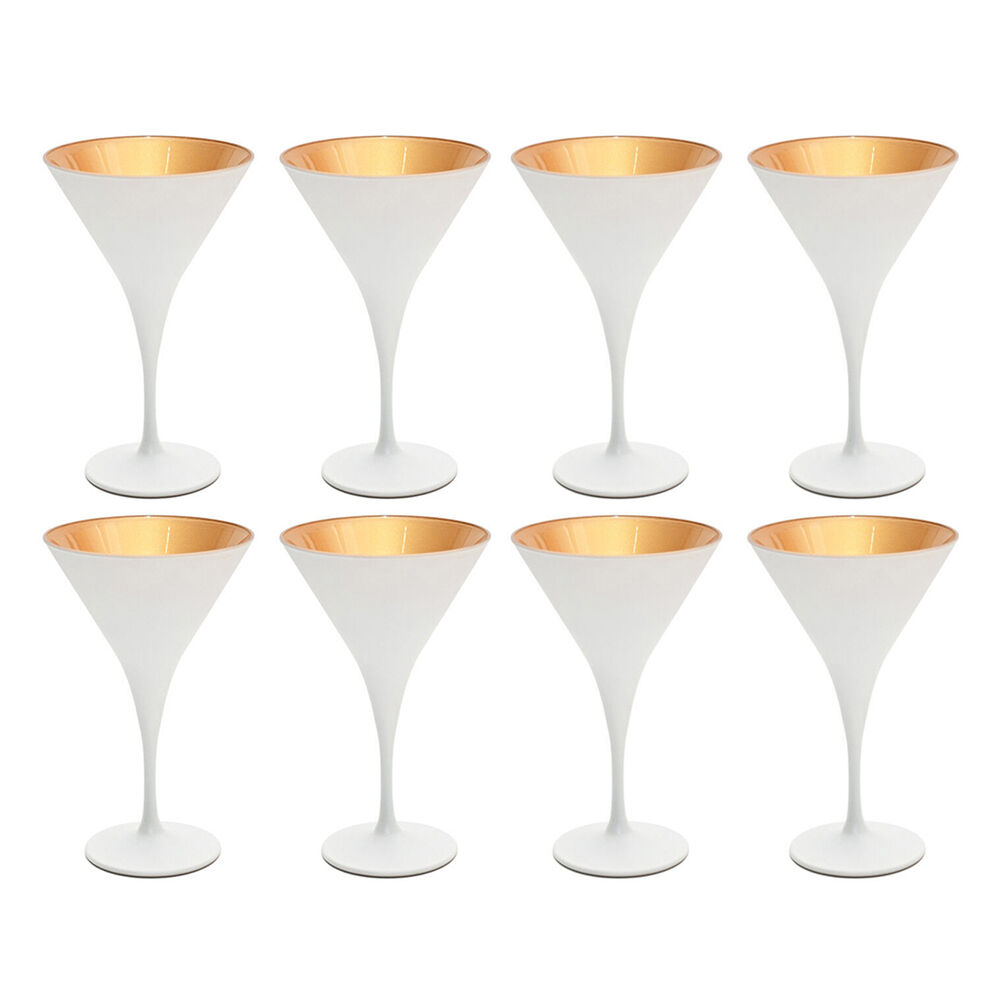 Artcraft Luna Classic Martini Glass Party Beverage Drinkware 175ml White/Gold (2 Pack)