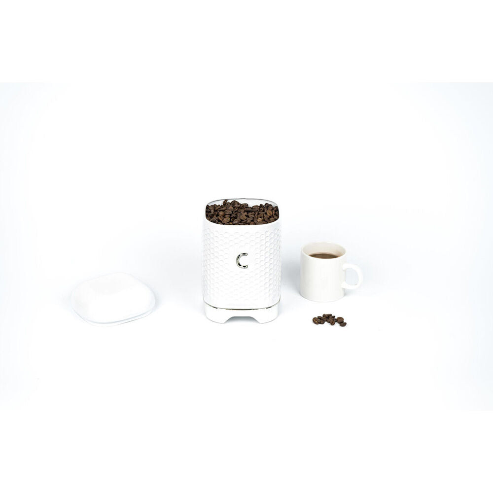 Kitchen Craft Lovello Carbon Steel Retro Coffee Canister w/ Geometric Finish Ice White — image 7
