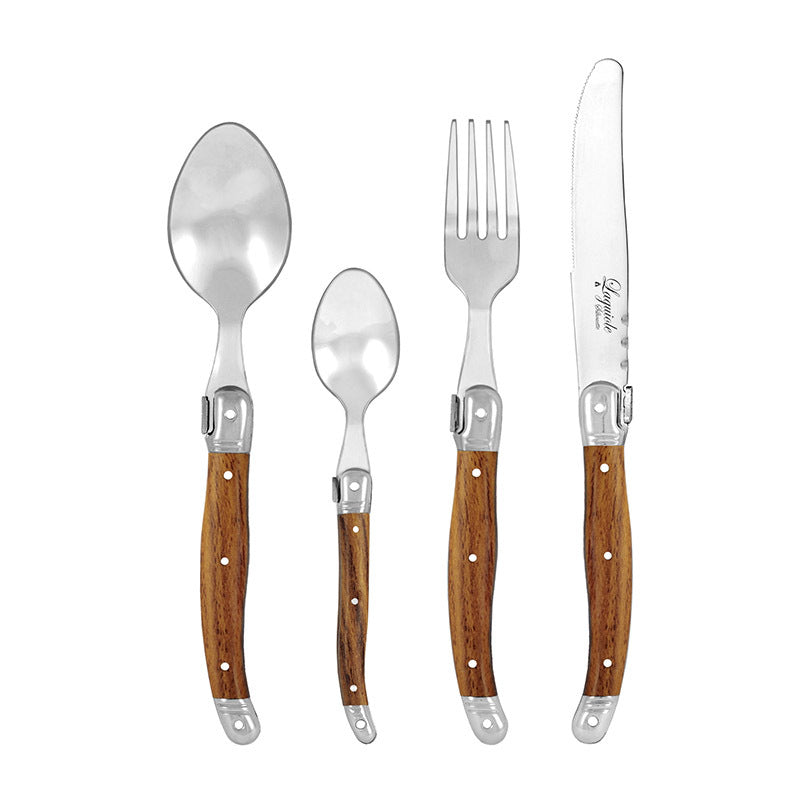 Laguiole Silhouette Stainless Steel Cutlery Set Knife/Fork/Spoon Wooden (24 Pieces) — image 2