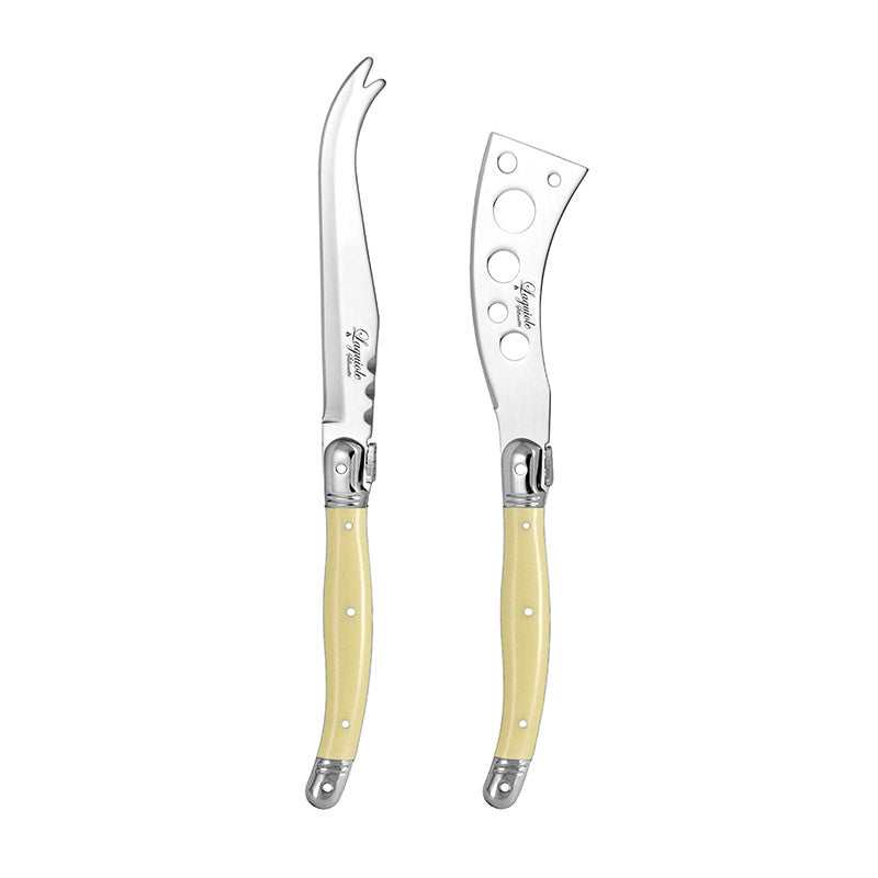 Laguiole Silhouette Acacia Cheese Board & Stainless Steel Knife Set Ivory (3 Pieces) — image 2