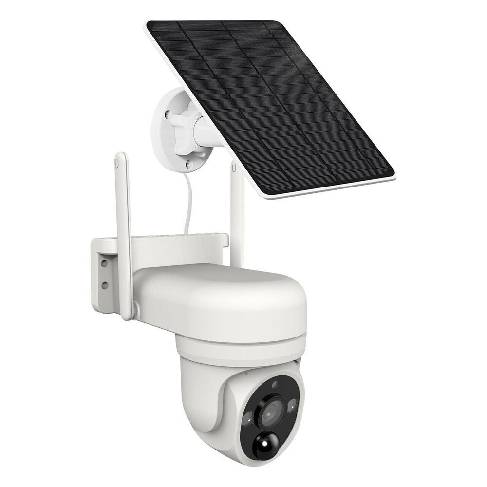 Laser FHD Outdoor Pan Tilt Camera Solar Night Vision Motion Detection White