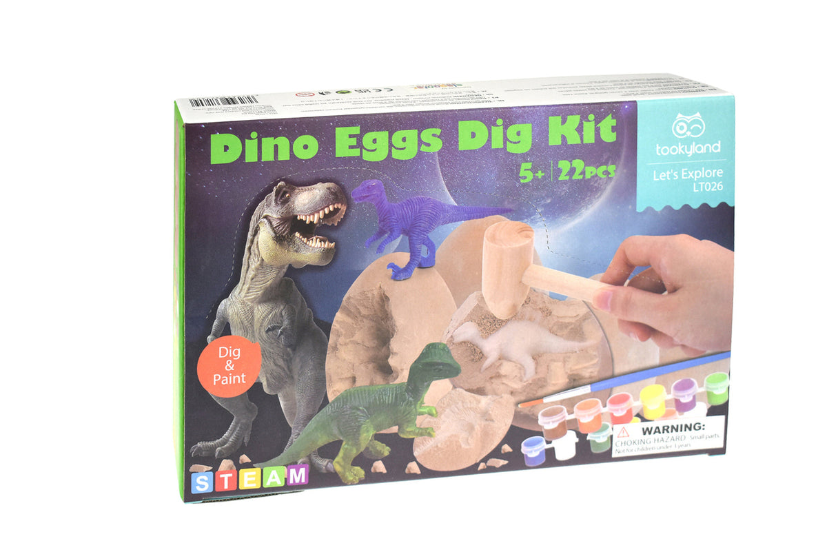 Tookyland Dinosaur Egg Dig Kit Kids Fun Play Activity Painting Craft Toy 5+ (22 Pieces)