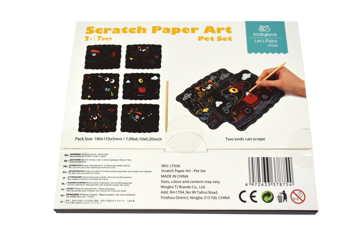 Tookyland Kids Scratch Paper Art Pet Set Craft Activity Fun Play Toy Kit 3+ (7 Pieces) — image 4