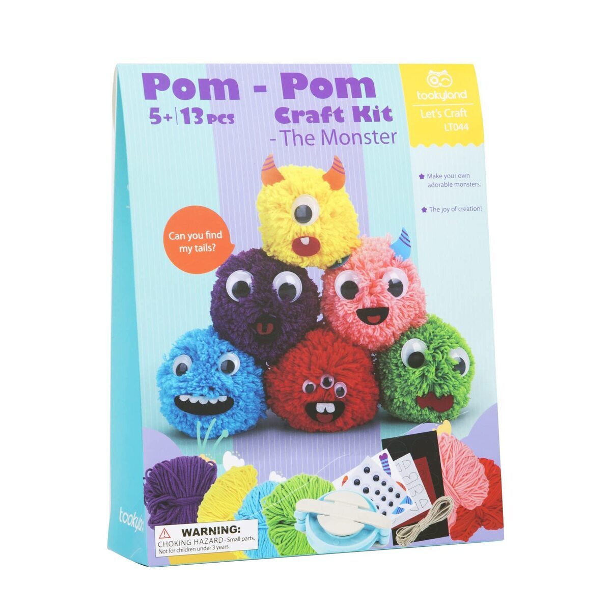 Tookyland Kids Pom-Pom DIY Monster Art/Craft Kit Activity Fun Play Toy 5+ (13 Pieces)