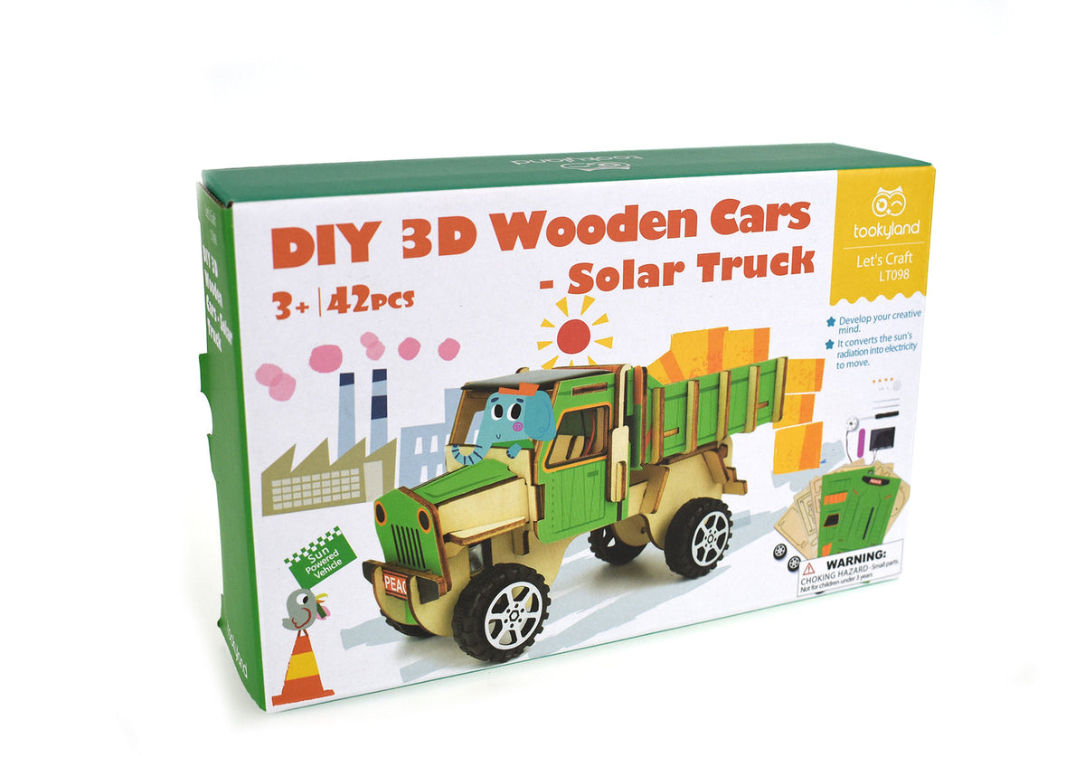 Tookyland DIY 3D Wooden Solar Truck Science/Craft Activity Play Kit Kids 3+ (42 Pieces)