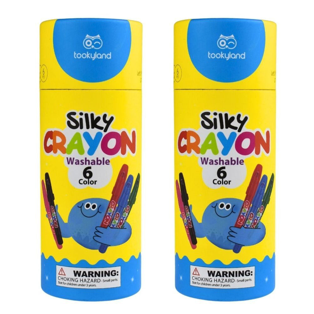 Tookyland Silky Crayon Washable 6-Colour Crayon Set Kids/Children Art 3y+ (2 Pack)