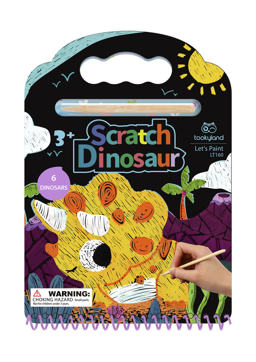 Tookyland Scratch Dinosaur Art/Craft Home/School Activity Fun Play Toy 3+ (2 Pieces)