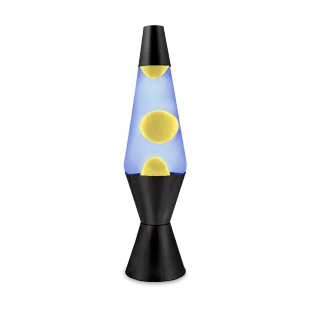 LMD Blue/Yellow Wax Liquid Lava Lamp Party Decor Light Black Retro 37cm