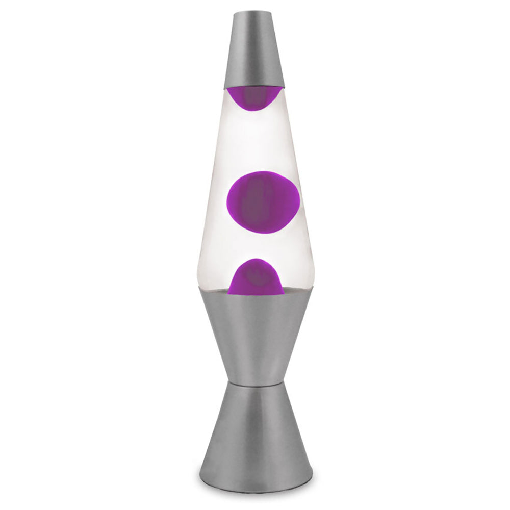 LMD Pink/Purple coloured Wax Liquid Light Lamp Moody Room decor Silver Retro 37cm