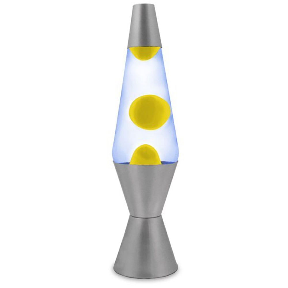 LMD Blue/Yellow coloured Wax Liquid Lamp Silver Retro Moody Room decor 37cm