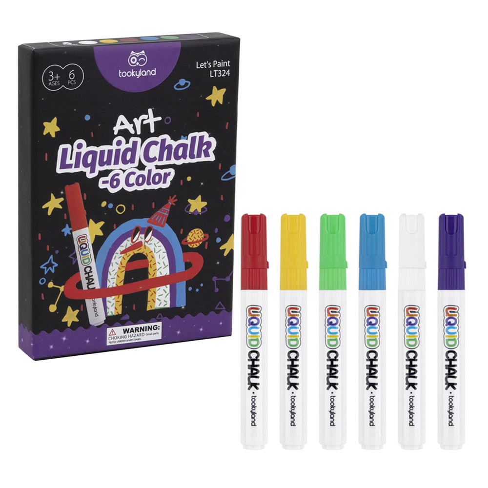 Tooky Toy Tookyland Liquid Chalk Colouring Craft DIY Kids Drawing Markers Art Pack 3+ (6 Pieces)
