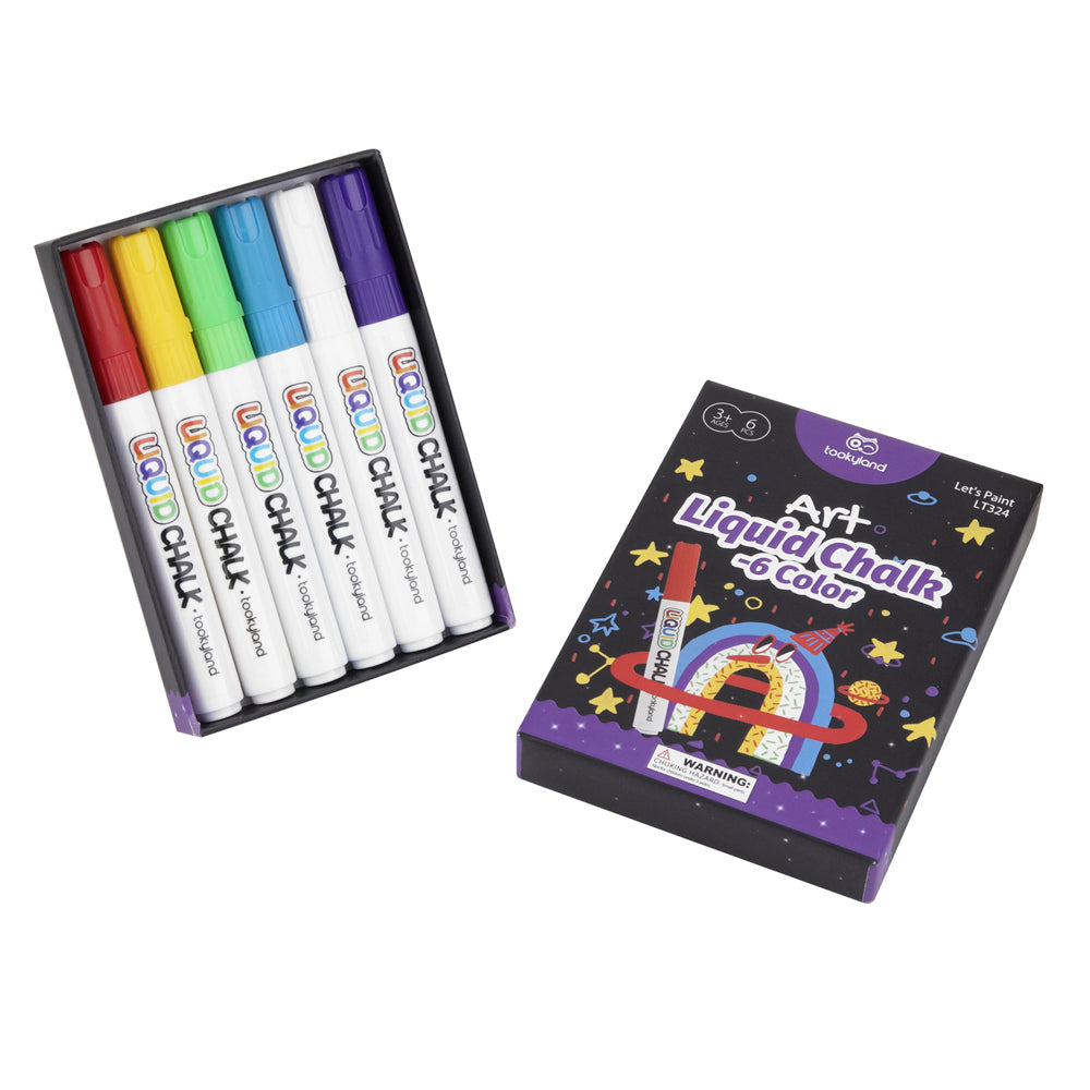 Tooky Toy Tookyland Liquid Chalk Colouring Craft DIY Kids Drawing Markers Art Pack 3+ (6 Pieces) — image 2