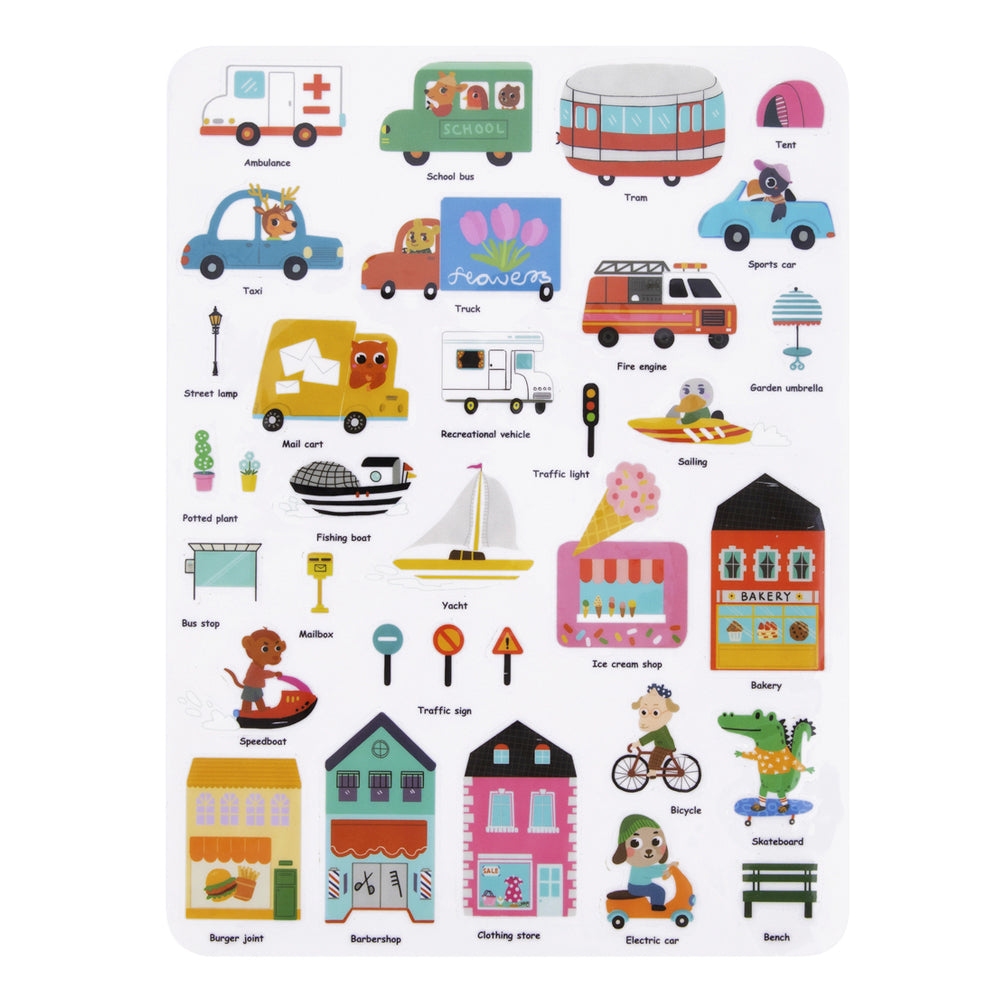 Tooky Toy 31cm Silicone Sticker Kids Interactive Activity Book Toy Busy City 3+ — image 2