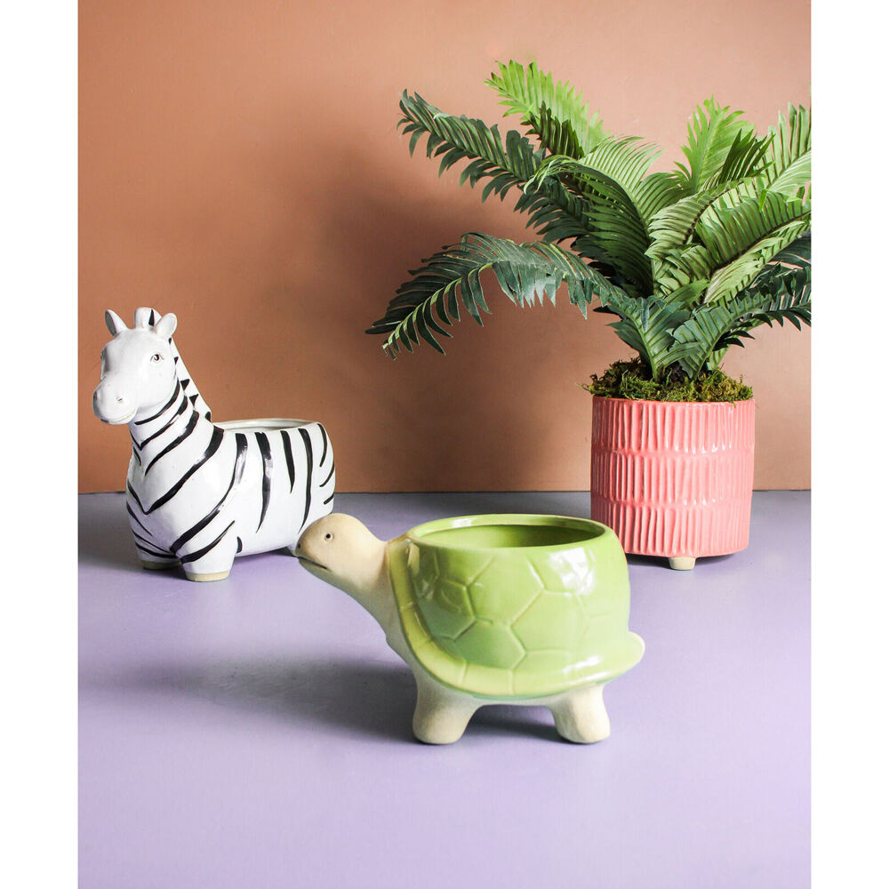 LVD 13.5x14cm Pink Ceramic Decorative Textured Indoor Planter Pot Sunset — image 2