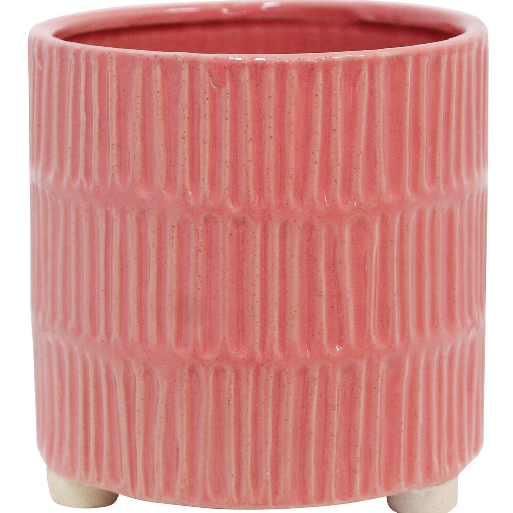 LVD 13.5x14cm Pink Ceramic Decorative Textured Indoor Planter Pot Sunset