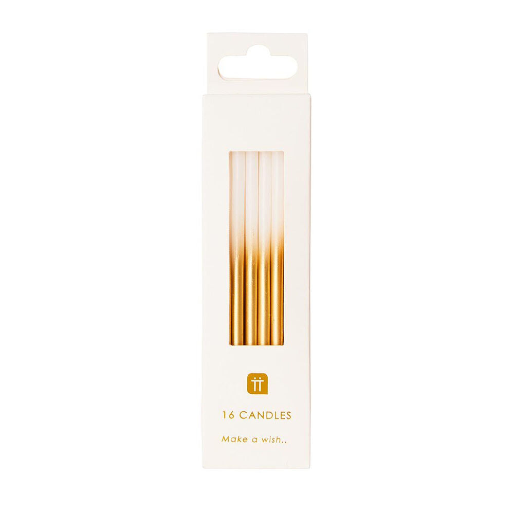 Talking Tables Straight Party Candles Decoration 10cm Gold Ombre (16 Pieces)