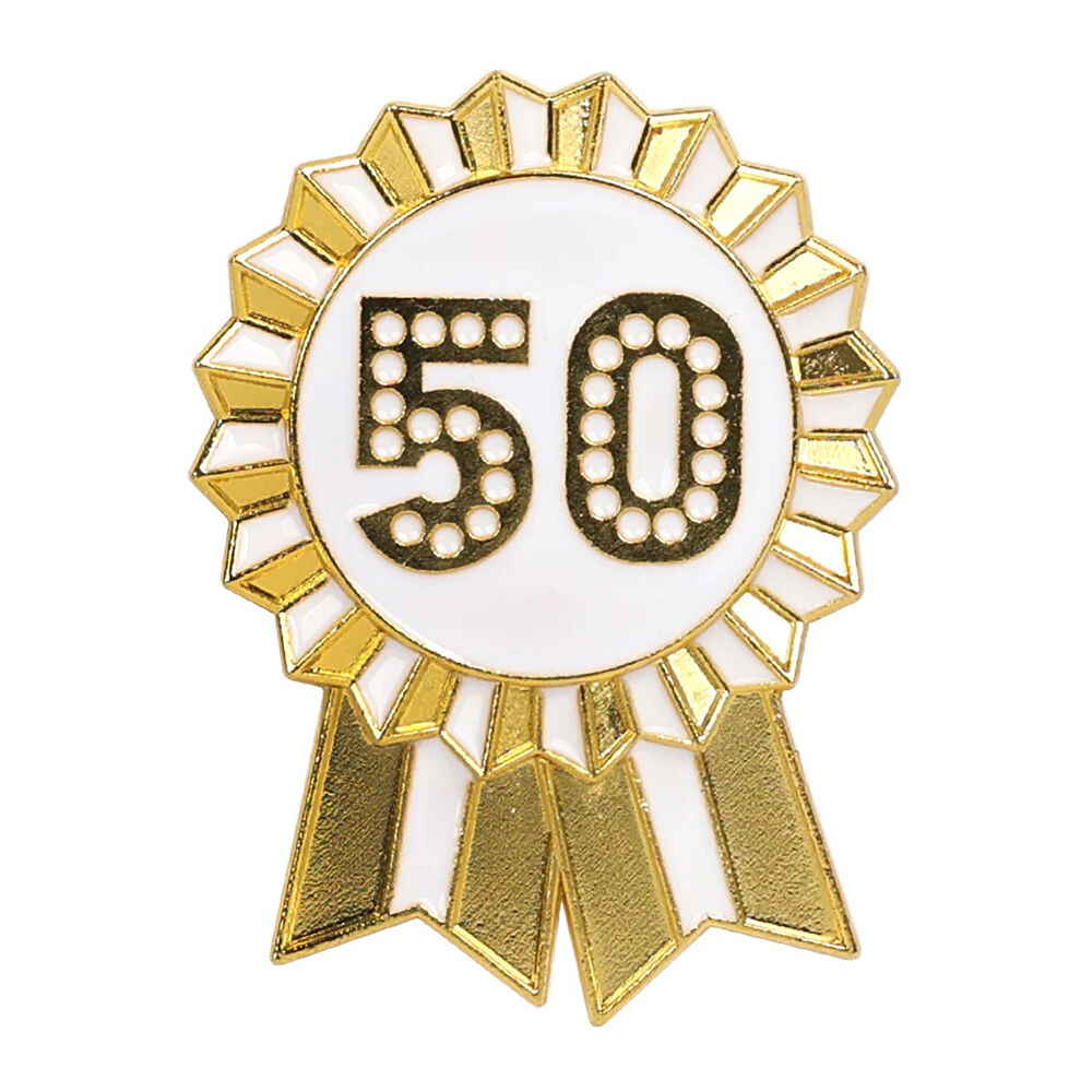 Talking Tables 6cm Luxe Gold Party Decoration Enamel Badge 50th Birthday