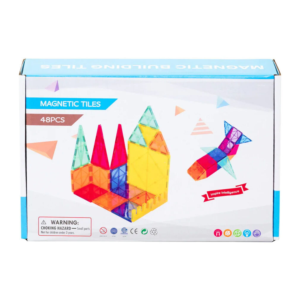 Gem Toys 48 Pcs Durable Building Magnetic Tiles/3D Puzzle w/Storage Bag 3y+ (2 Pack) — image 2