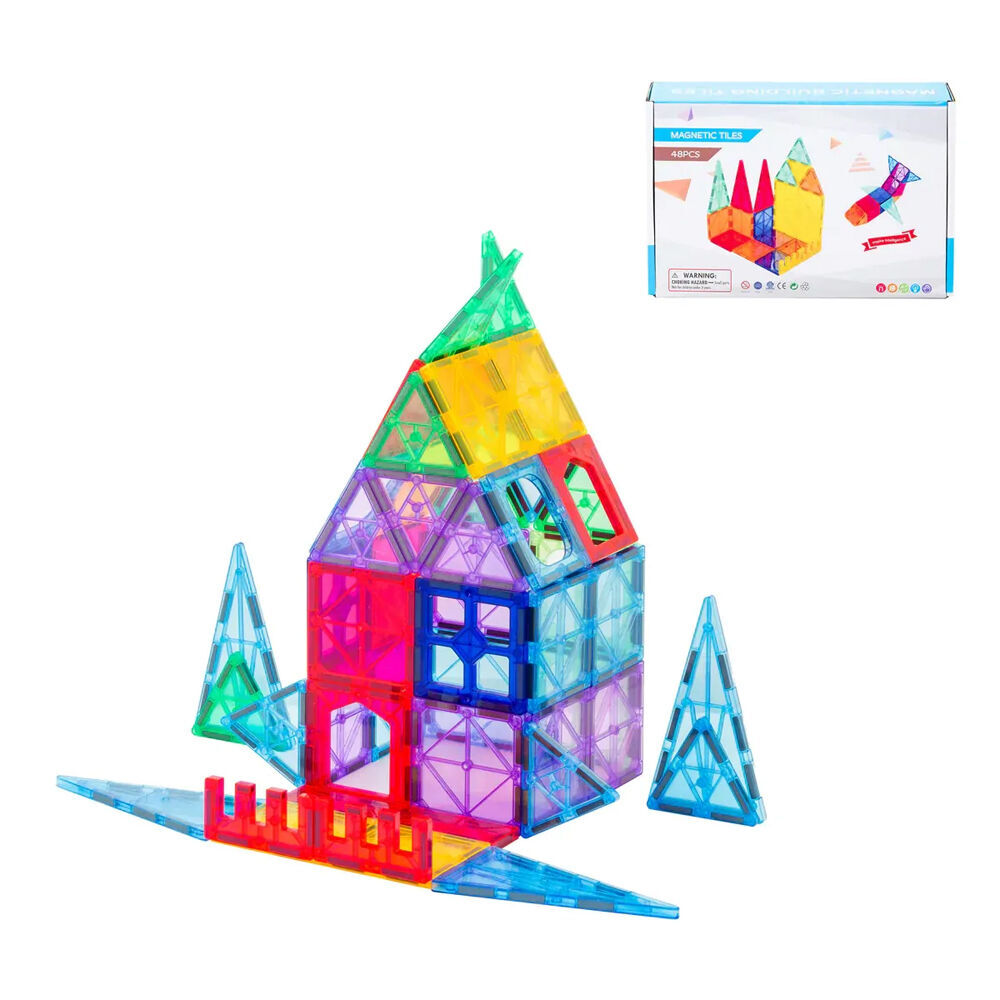 Gem Toys 48 Pcs Durable Building Magnetic Tiles/3D Puzzle w/Storage Bag 3y+ (2 Pack) — image 3