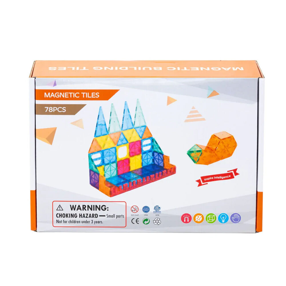 Gem Toys 78 Pcs Durable Building Magnetic Tiles/3D Puzzle w/Storage Bag 3y+ (2 Pack) — image 2