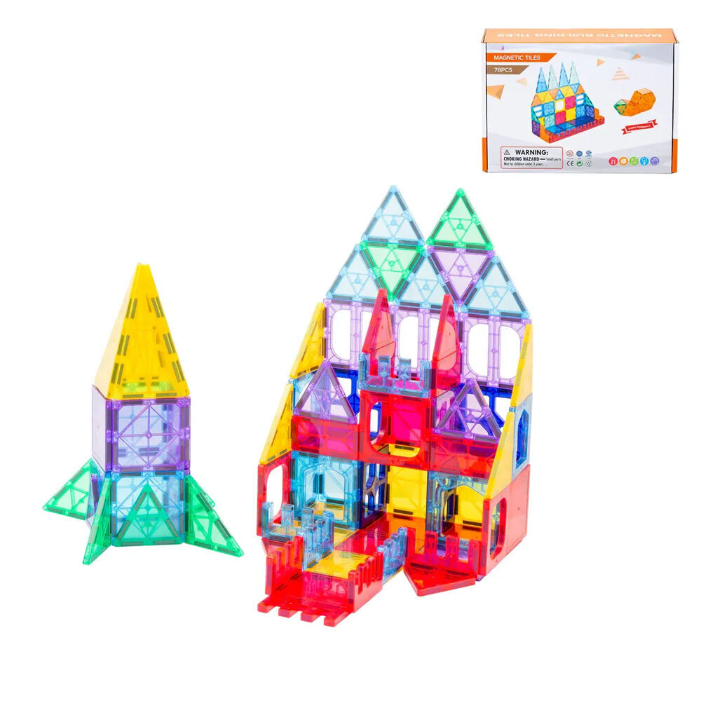 Gem Toys 78 Pcs Durable Building Magnetic Tiles/3D Puzzle w/Storage Bag 3y+ (2 Pack) — image 3