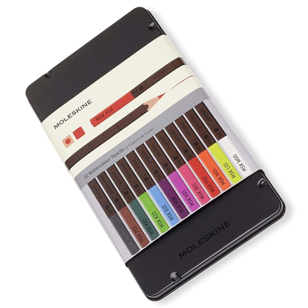 Moleskine Watercolour Coloured Pencils w/ Metal Case Set Art Stationery (12 Pieces) — image 2