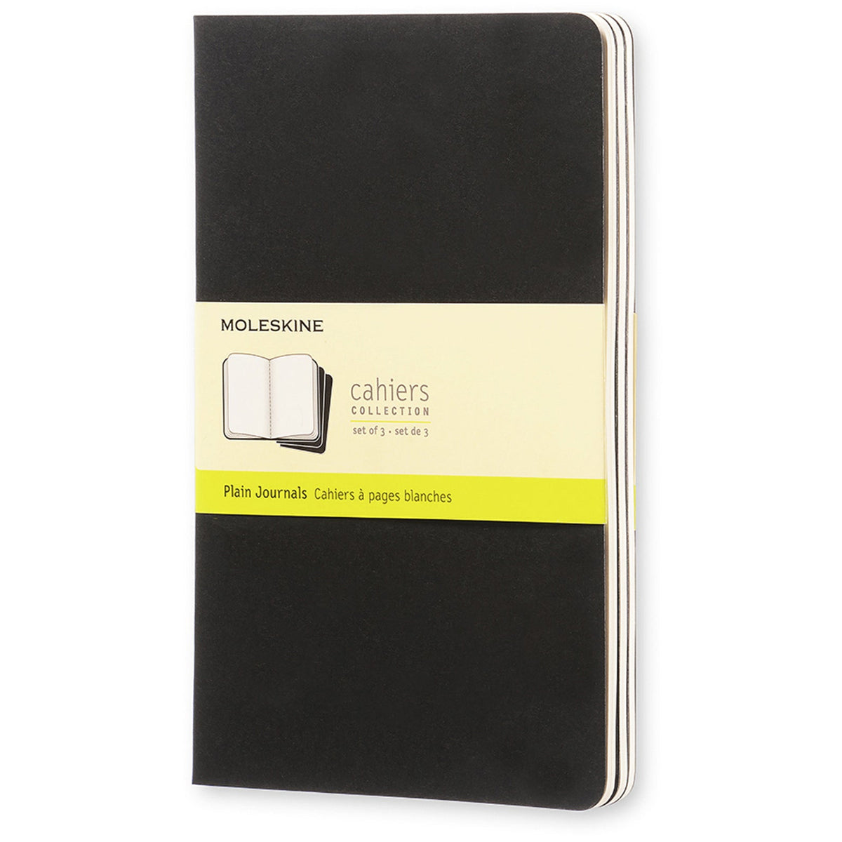 Moleskine 80 Pages Plain Pocket Cahier L Office/Student Journal Pad Black (3 Pieces)