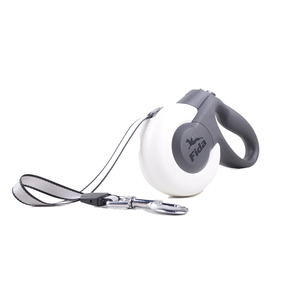 Fida Retractable White Dog/Puppy Leash Pet Collar Walking Secure Lead S Breed