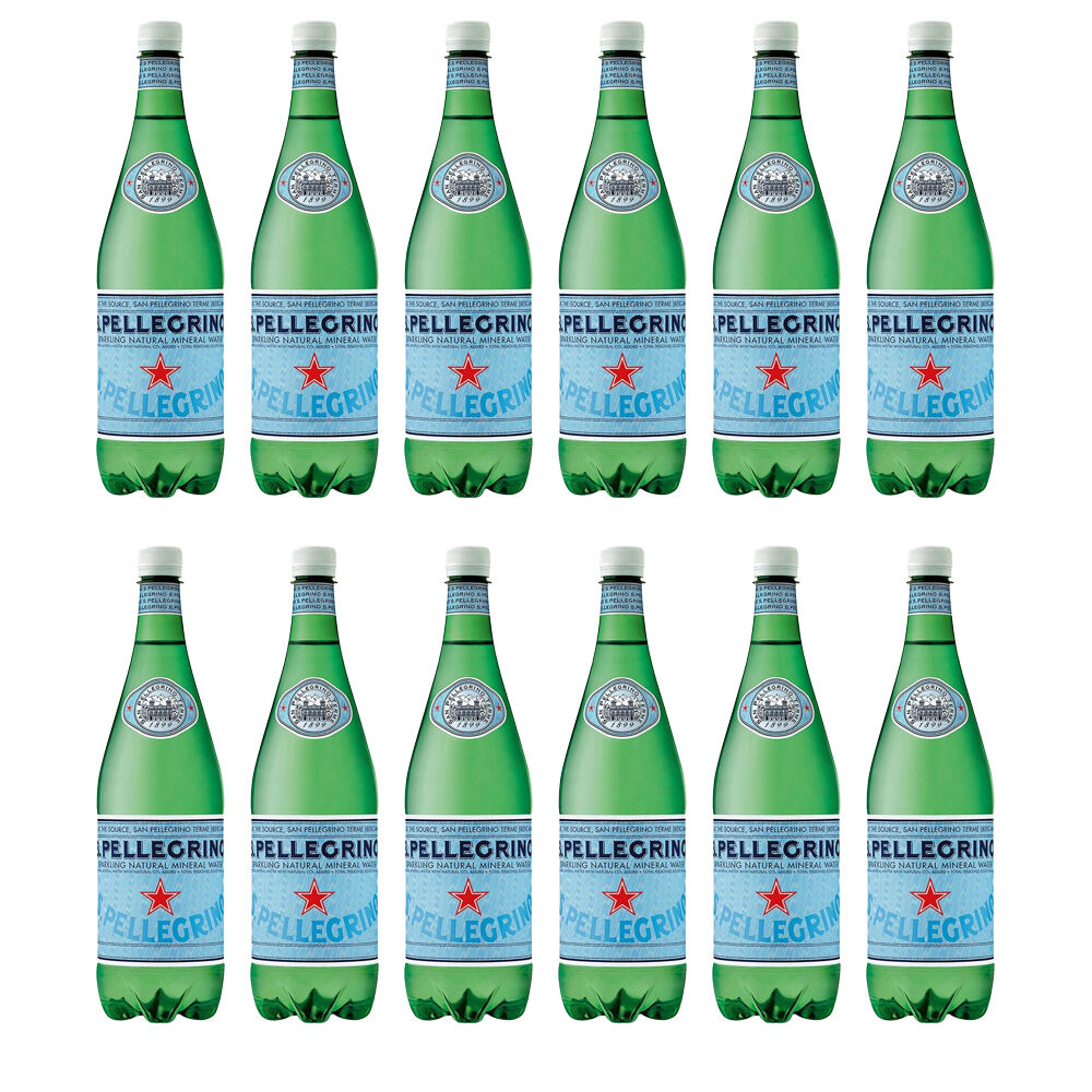 San Pellegrino Italian Sparkling Mineral Water Green Plastic Bottle 1L (12 Pack)
